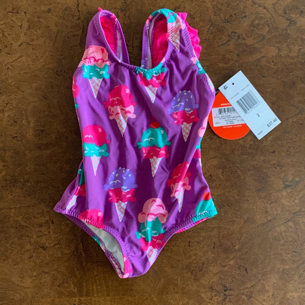 Hatley Ice Cream Ruffle Bow Swimsuit 2T NWT🍦